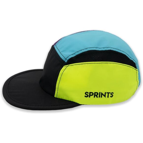 Men's Black Yellow Sprints 5 Panel Performance Running Hat - Picture 7 of 7